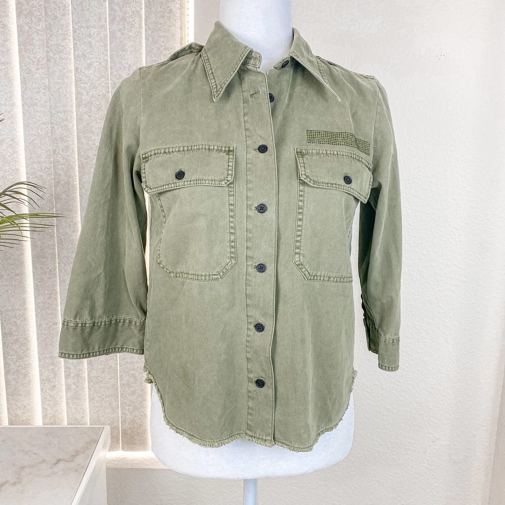 Zadig and Voltaire Toast Mili Green Military Shacket Shirt Size XS - Picture 12 of 14